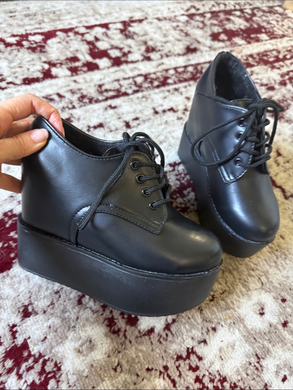 Black Platform Lace-Up Women's Shoes